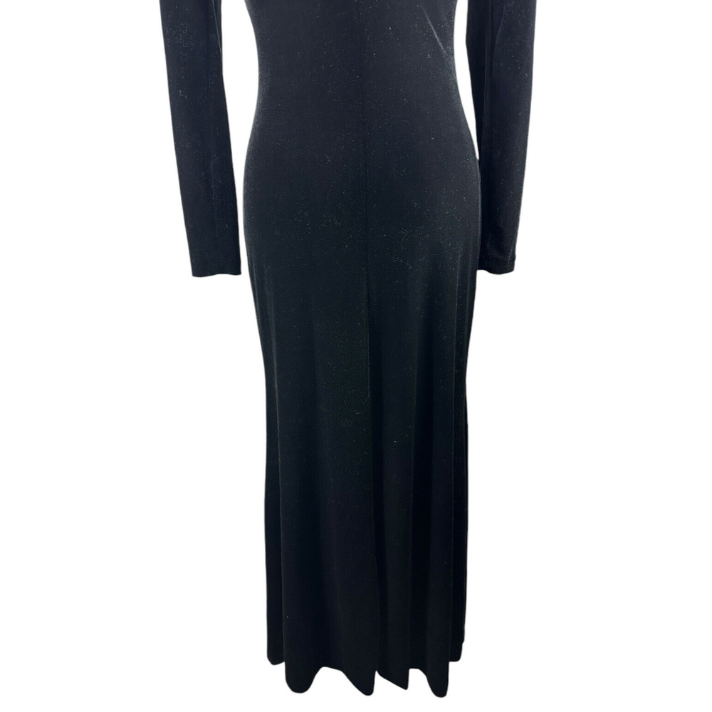 Vtg Lauren Ralph Lauren Velvet Black Maxi Dress Drape Back Evening Gown Medium - Picture 9 of 15